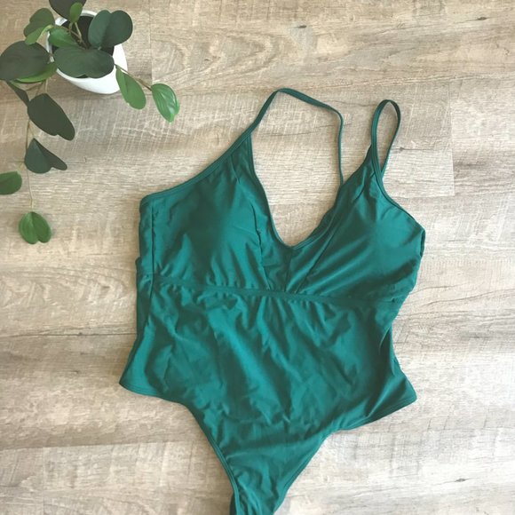 One-Piece Bathing Suit, Dark Green, 2XL - Picture 2 of 6
